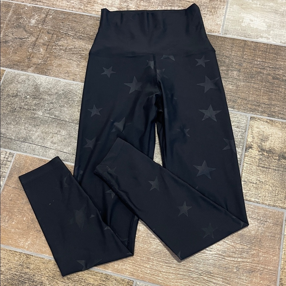 Starcycle Black Start Print High Rise Leggings Seamless Waistband Size Small S